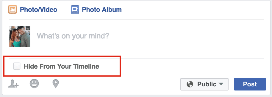 Facebook Hide From Timeline Button